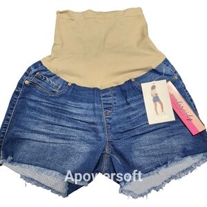 Haute Mama Blue Denim Maternity Shorts